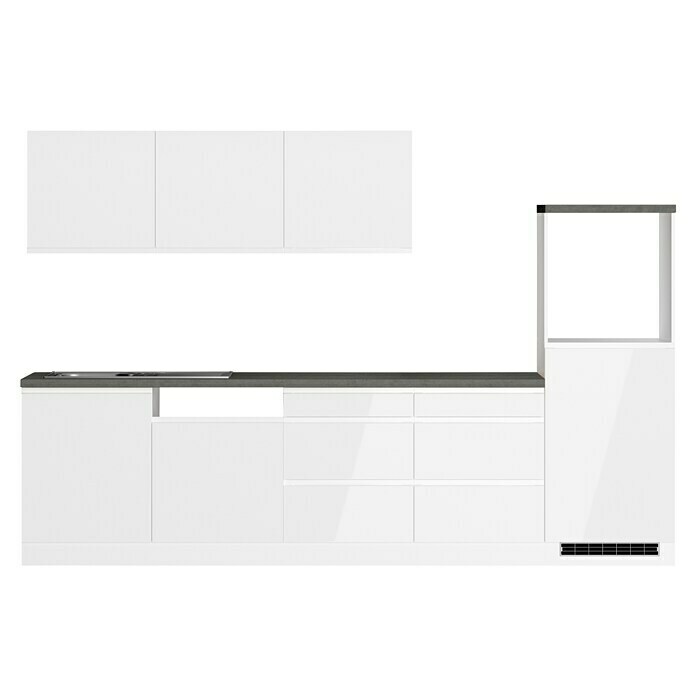 Held Möbel Küchenleerblock Treviso Typ 1 (Breite: 300 cm, Weiß, Dekor Arbeitsplatte: Betonoptik, Ohne Elektrogeräte, Für Side-by-Side Kühlschrank) | BAUHAUS