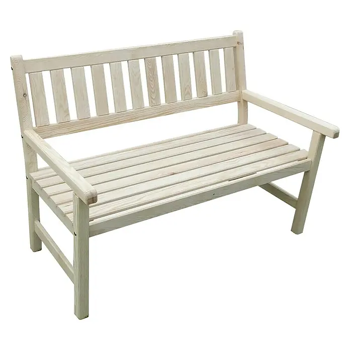 Promadino Gartenbank Johanna - B x T x H: 125 x 71 x 88,5 cm, Kiefer, Natur - Holzbank mit Lattenmuster, ideal für den Garten oder die Terrasse, bietet bequemen Platz zum Entspannen.