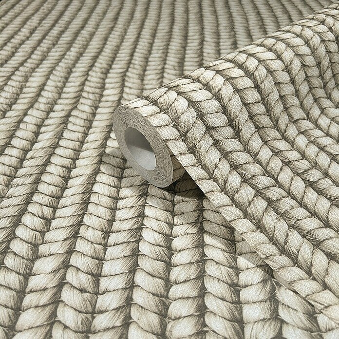 Marburg Struktura Vliestapete Holzgeflecht Textiloptik (Beige/Grau, Holzoptik, 10,05 x 0,53 m) | BAUHAUS