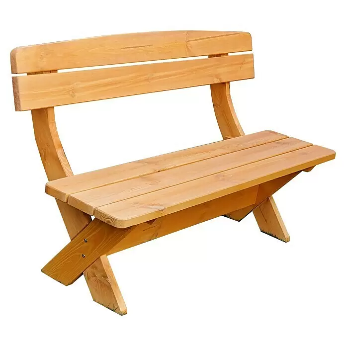 Promadino Gartenbank München - B x T x H: 150 x 70 x 90 cm, Nadelholz, Honigbraun - Helle Holz-Gartenbank mit Lattenrostsitzfläche und Rückenlehne.