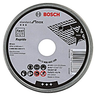 Bosch Rezni disk (Promjer rezne ploče: 115 mm, Debljina plohe: 1 mm, Namijenjeno za: Kutna brusilica)