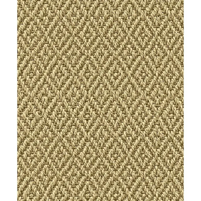 Marburg Struktura Vliestapete 3D-Rauten - Beige, 3D-Optik, 10,05 x 0,53 m - Detailaufnahme eines Sisalteppichs mit diagonaler Webstruktur in einem warmen Beigeton, ideal für natürliche Wohnraumgestaltung.