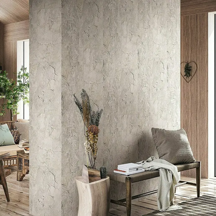 Marburg Struktura Vliestapete - Grau, Fliesenoptik, 10,05 x 0,53 m - Elegante Wandgestaltung mit modernen Fliesen in Steinoptik. Der natürliche Look verleiht jedem Raum eine warme Atmosphäre und zeitlose Eleganz.