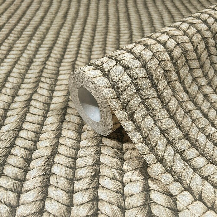 Marburg Struktura Vliestapete Holzgeflecht Textiloptik (Beige, Holzoptik, 10,05 x 0,53 m) | BAUHAUS