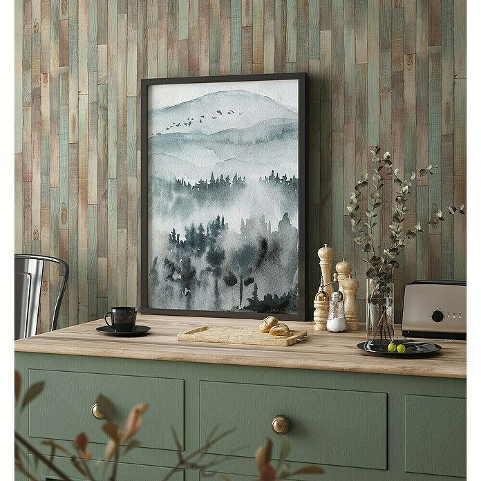 Marburg Struktura Vliestapete Holzdielen (Braun/Beige/Grau/Türkis, Holzoptik, 10,05 x 0,53 m) | BAUHAUS