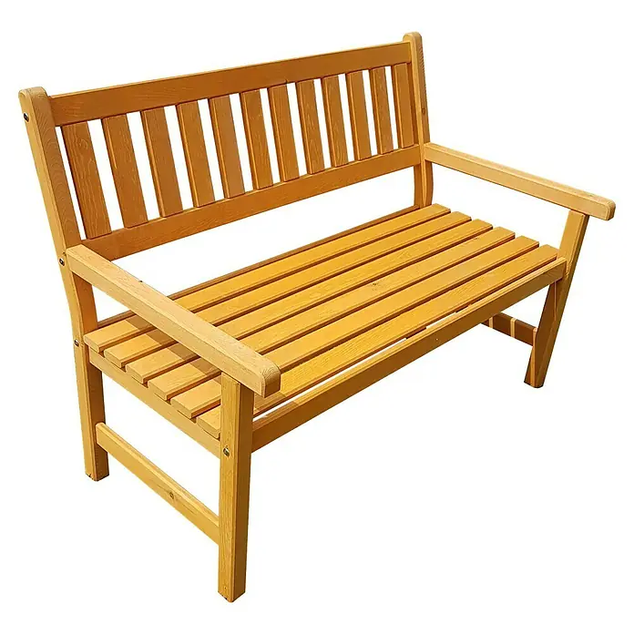 Promadino Gartenbank Johanna - B x T x H: 125 x 71 x 88,5 cm, Kiefer, Honigbraun - Die Gartenbank aus Holz ist ideal zum Entspannen. Sie ist robust und bietet Platz für mehrere Personen.