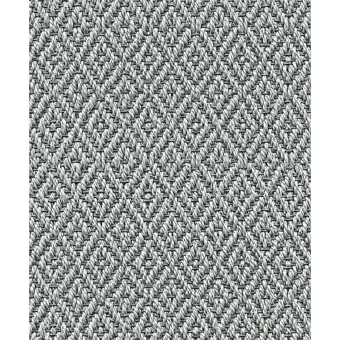 Marburg Struktura Vliestapete 3D-Rauten - Grau, 3D-Optik, 10,05 x 0,53 m - Nahaufnahme eines grau melierten Sisalteppichs mit Fischgrätenmuster, der Textur und natürliches Design vereint.