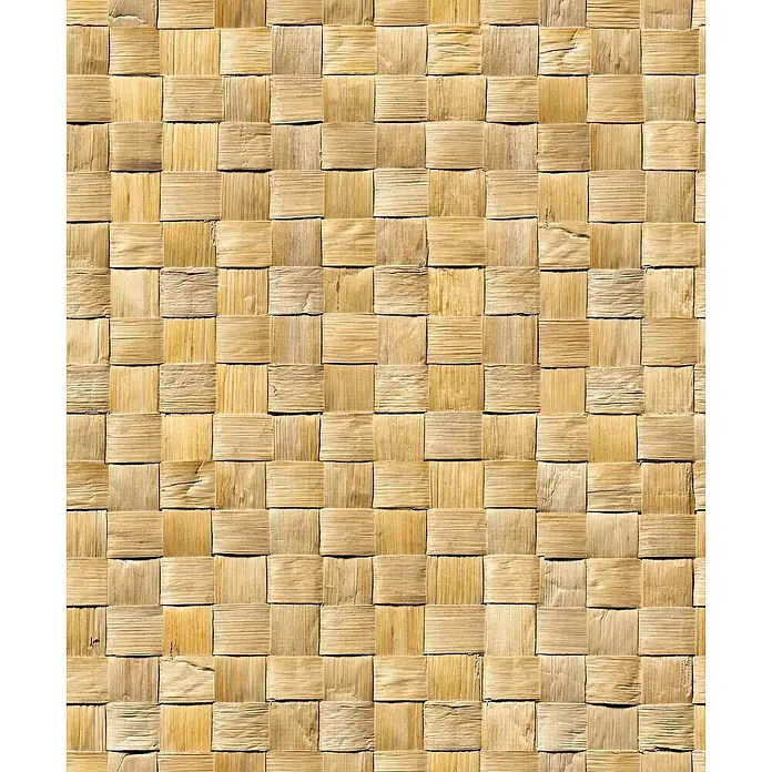Marburg Struktura Vliestapete 3D-Geflecht - Beige, 3D-Optik, 10,05 x 0,53 m - Nahaufnahme eines geflochtenen Bast-Hintergrunds, der eine natürliche Textur und handwerkliches Design zeigt.