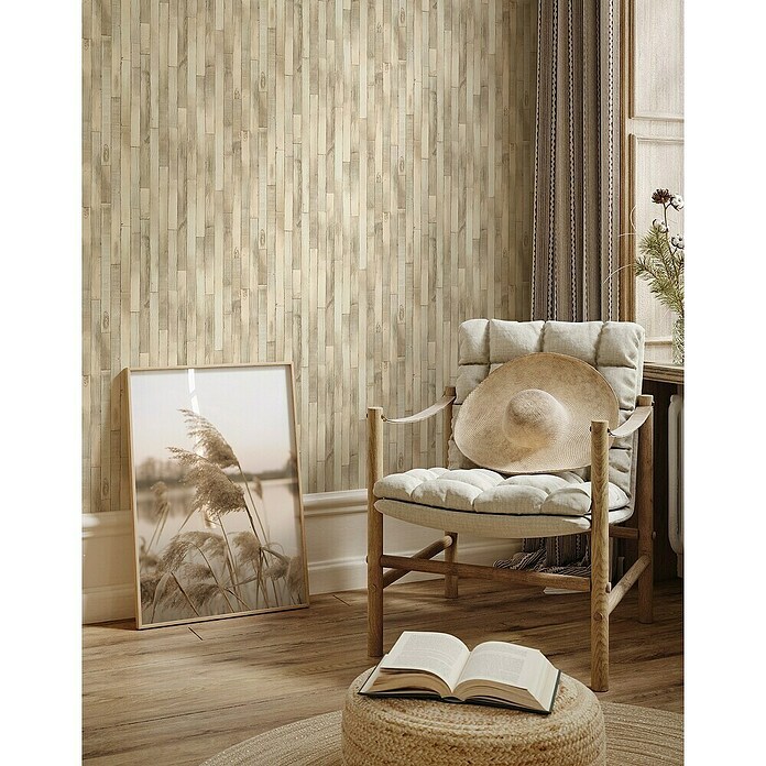 Marburg Struktura Vliestapete Holzdielen (Beige, Holzoptik, 10,05 x 0,53 m) | BAUHAUS