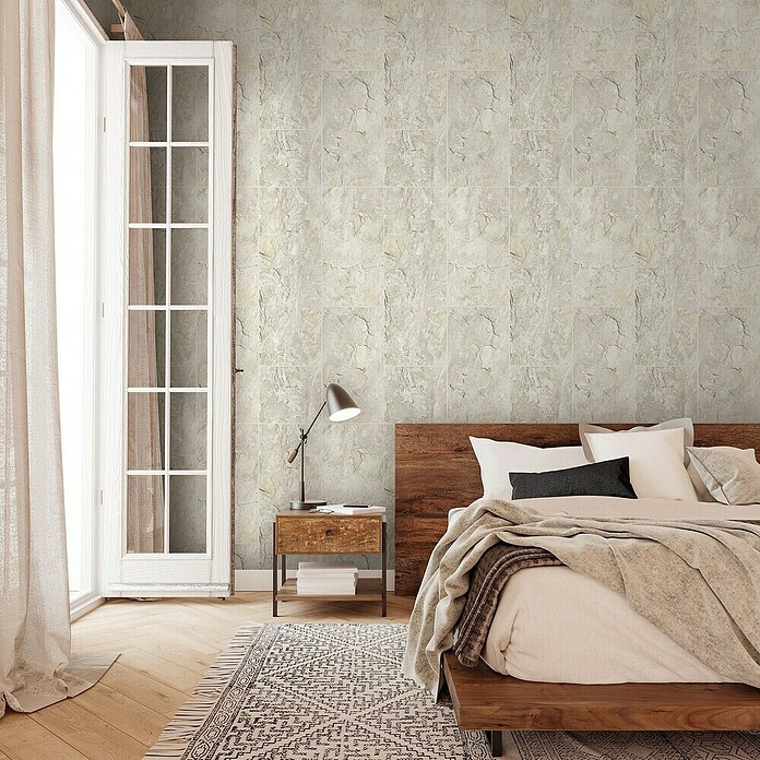 Marburg Struktura Vliestapete (Beigegrau, Fliesenoptik, 10,05 x 0,53 m) | BAUHAUS