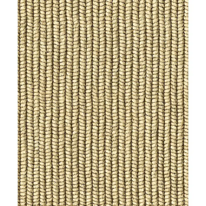 Marburg Struktura Vliestapete Holzgeflecht Textiloptik - Beige/Braun, Holzoptik, 10,05 x 0,53 m - Detailaufnahme eines geflochtenen Teppichs aus Naturfasern, der eine warme und einladende Textur zeigt.