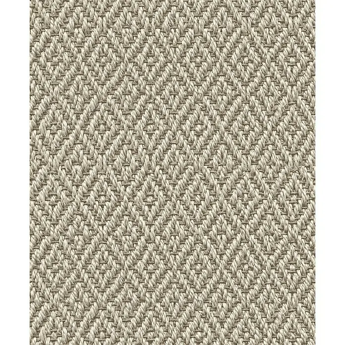 Marburg Struktura Vliestapete 3D-Rauten - Beige/Grau, 3D-Optik, 10,05 x 0,53 m - Nahaufnahme eines Sisalteppichs mit Fischgrätmuster. Die Textur ist natürlich und robust.