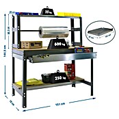 Simonrack Simonwork Banco de trabajo BT4 Box (L x Al: 76 x 144,5 cm, Ancho: 151 cm, Capacidad de carga: 600 kg, Gris)