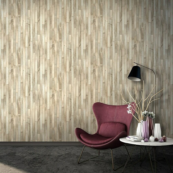 Marburg Struktura Vliestapete Holzdielen (Beige, Holzoptik, 10,05 x 0,53 m) | BAUHAUS