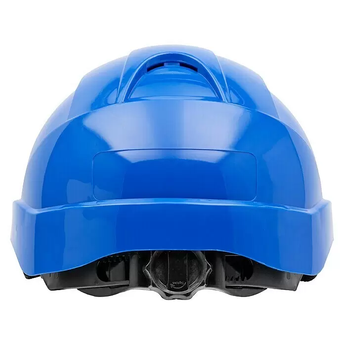 GBT Schutzhelm M100 - Blau - Blauer Schutzhelm, von hinten gesehen, mit verstellbarem Kopfband.