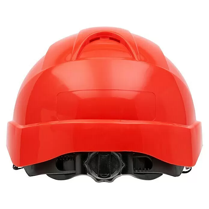 GBT Schutzhelm M100 - Rot - Roter Schutzhelm, Rückansicht, mit verstellbarem schwarzem Kopfband.