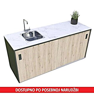 Kuhinjski ormarić sa sudoperom za ljetnu kuhinju (D x Š x V: 180 x 63 x 92 cm, Hrast)