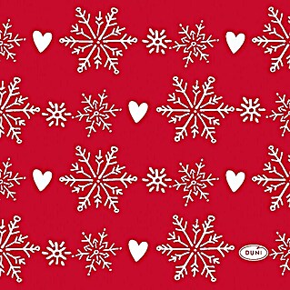 Duni Serviette (20 Stk., 24 x 24 cm, Winter Flakes Hearts)