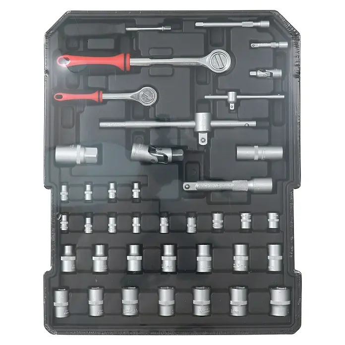 Fulmo Maletín de herramientas - 187 pzs. - Juego de herramientas con carraca, extensiones y vasos, ideal para diversas reparaciones.