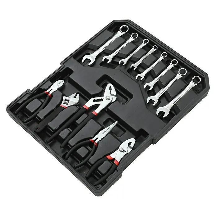 Fulmo Maletín de herramientas - 187 pzs. - Caja de herramientas con varios alicates y llaves, ideal para aficionados al bricolaje y profesionales.