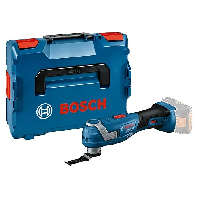 Bosch Professional AMPShare 18V Akku-Multifunktionswerkzeug GOP 18V-34 - 18 V, Ohne Akku - Bosch GOP 18V-34 Akku-Multifunktionswerkzeug mit Zubehör in blauem Koffer. Das ideale Set für Profis und Heimwerker.