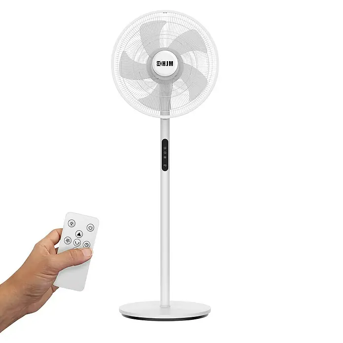 HJM Ventilador de pie VP586 - Blanco - Ventilador HJM blanco de pie con control remoto para una fácil operación. Confort para tu hogar.