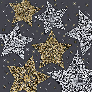 Duni Serviette (20 Stk., 33 x 33 cm, Snowstars, Schwarz)