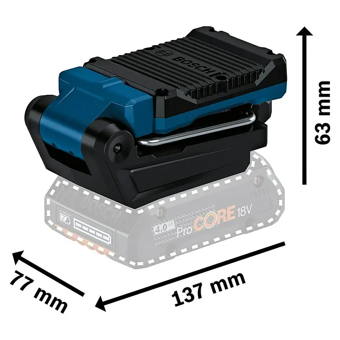 Bosch Professional AMPShare 18V LED-Akkustrahler GLI 18V-800 - 18 V, Ohne Akku, Lichtstrom: 800 lm - Bosch Akku-Baustrahler mit den Maßen 77 x 137 x 63 mm. Ideal für den Einsatz auf Baustellen und anderen Arbeitsbereichen.