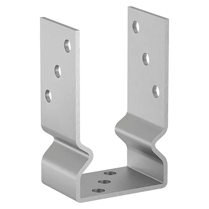 Stabilit U-Stützenschuh - L x B x H: 71 x 60 x 150 mm - Metallischer Trägerverbinder mit Löchern für Schrauben, ideal für den Holzbau und die Konstruktion von robusten Verbindungen.