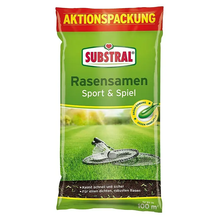 Substral Rasensamen Spiel- & Sportrasen - 2 kg, 100 m² - Die Substral Aktionspackung Rasensamen Sport & Spiel für einen dichten, robusten Rasen bis zu 100 m².