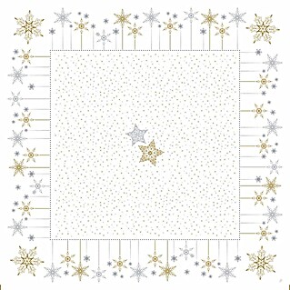 Duni Tischdecke Mitteldecke (84 x 84 cm, Snowstars, Weiß)