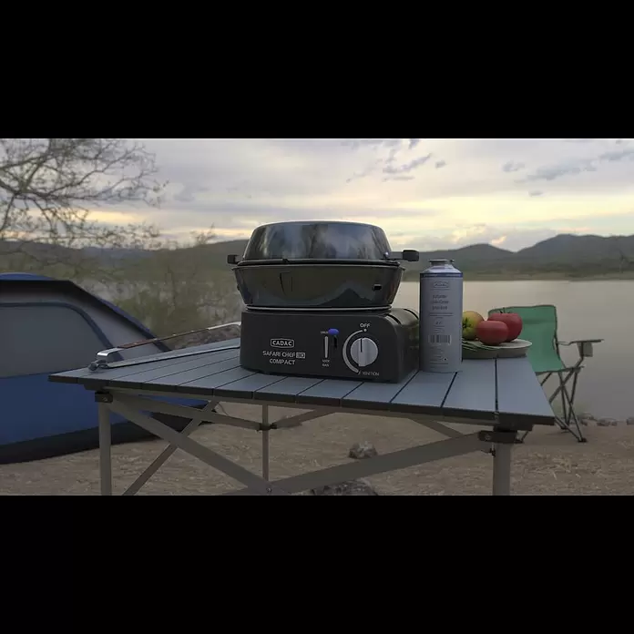 Cadac Gasgrill Safari Chef 30 Compact Lite - Durchmesser Grillfläche: 30 cm, 1,6 kW, Anzahl Brenner: 1 Stk. - Safari Chef 30 Compact, Product Animation, CADAC | Dometic