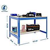 Simonrack Simonwork Banco de trabajo BT0 Mobile con panel 60 cm (L x An: 76 x 120 cm, Altura de trabajo: 95 cm, Carga soportada: 280 kg, Azul) | BAUHAUS