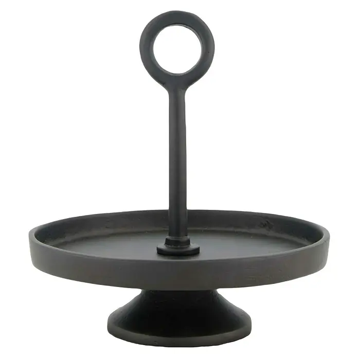 Etagere - Ø x H: 22 x 20 cm, Aluminium, Schwarz - Schwarze Etagere mit Griff für eine elegante Präsentation von Köstlichkeiten oder Dekorationsartikeln. Ein stilvoller Blickfang.