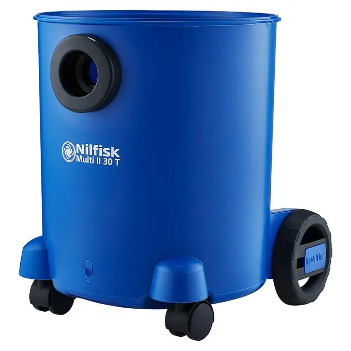 Nilfisk Elektro-Nass- & Trockensauger Multi II 30 T EU - 1.400 W, Behältervolumen: 30 l, Halbautomatisch - Blauer Nilfisk Multi II 30 T Staubsauger. Er ist kompakt, mobil und ideal für vielfältige Reinigungsaufgaben im Haus und in der Werkstatt.