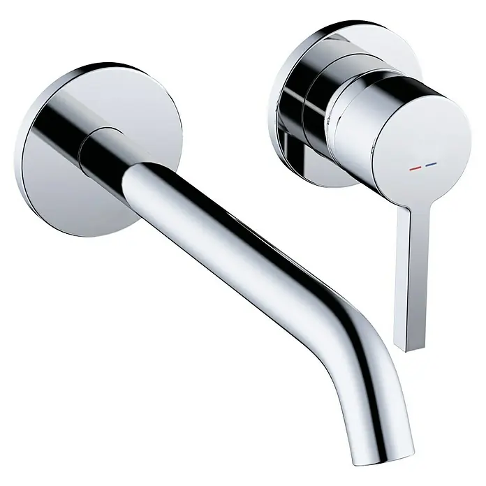 RAK Ceramics Feeling Waschtischarmatur - Chrom, Glänzend, Verchromt, Ausladung Armatur: 220 mm - Moderne Wandarmatur mit glänzender Chromoberfläche für Badezimmer oder Küche. Elegantes Design mit Hebel und Auslauf.