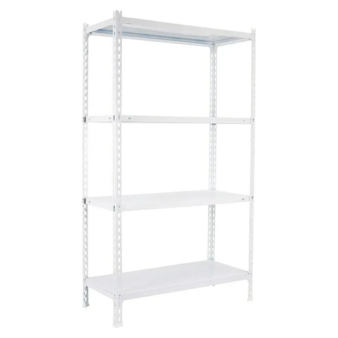 Simonrack Simonclick Estantería metálica Ecoclick Plus - Al x An x Pr: 150 x 100 x 50 cm, Capacidad de carga por balda: 70 kg, Número de baldas: 4 ud., Inserción, Blanco - Estantería blanca con cuatro estantes para guardar varios objetos. Práctica y robusta para más espacio de almacenamiento.
