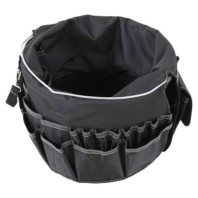 Hepco & Becker Werkzeugtasche Polytex 5860 Eimertasche - Nylon - Schwarzer Werkzeugbehälter mit vielen Taschen zur Aufbewahrung von Werkzeugen, ideal für Handwerker und Heimwerker, um Werkzeuge organisiert zu halten.