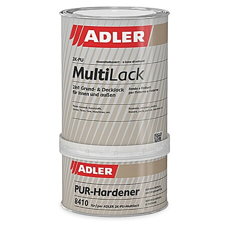 Adler Decklack 2K-PU-Multilack (W10 Weiß, 1 kg, Glänzend)