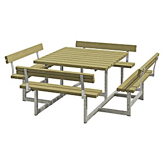 Plus Sitzgruppen-Set Picnic (Naturbraun, Kiefer/Fichte & Stahl, Mit Rückenlehne)