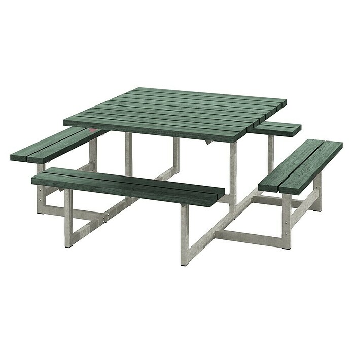 Plus Sitzgruppen-Set Picnic (Grün, Stahl/ReTex, 8 Personen, ohne Rückenlehne) | BAUHAUS