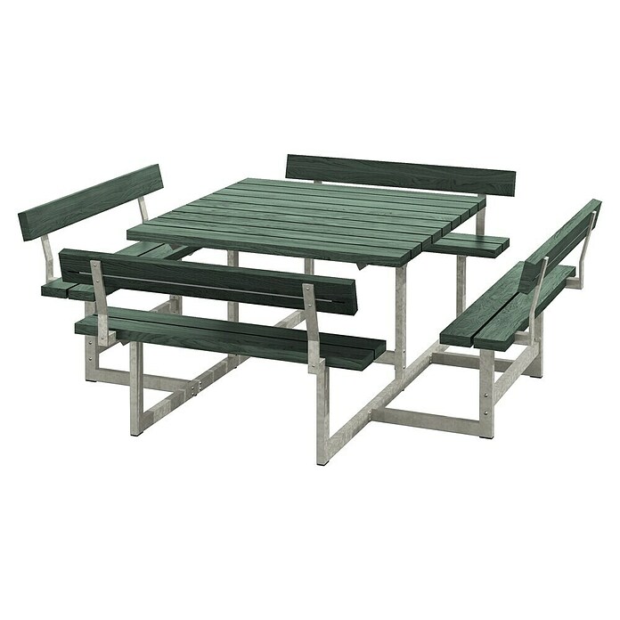 Plus Sitzgruppen-Set Picnic (Grün, Stahl/ReTex, 8 Personen, mit Rückenlehne) | BAUHAUS