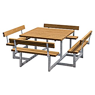 Plus Sitzgruppen-Set Picnic (Teakfarben, Kiefer/Fichte & Stahl, Mit Rückenlehne)