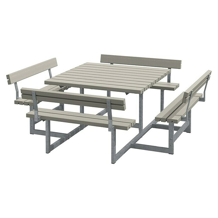 Plus Sitzgruppen-Set Picnic (Graubraun, Kiefer/Fichte & Stahl, Mit Rückenlehne) | BAUHAUS