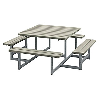Plus Sitzgruppen-Set Picnic (Graubraun, Kiefer/Fichte & Stahl, Ohne Rückenlehne)