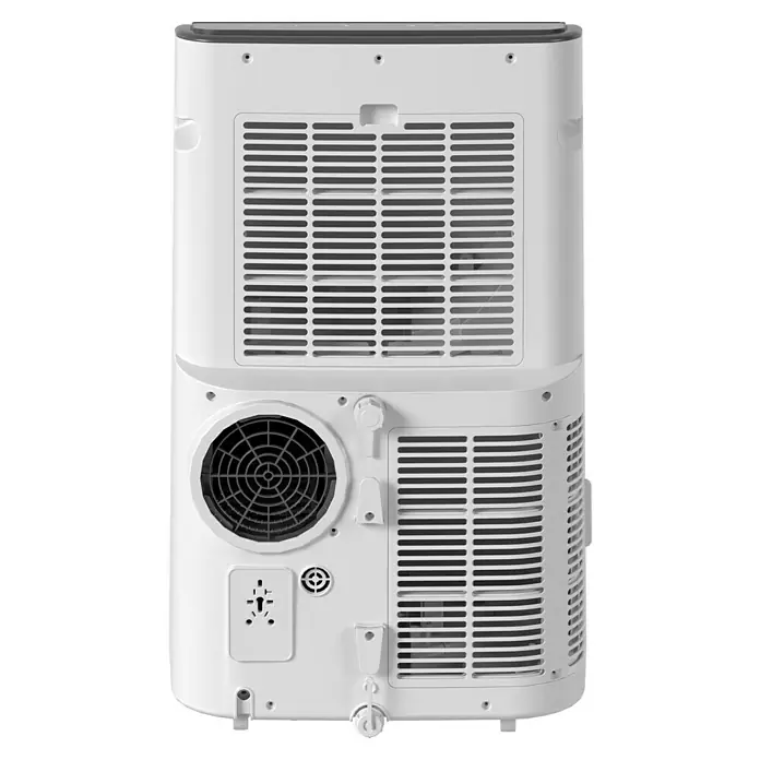 Voltomat Aire acondicionado portátil Yakutsk - 5.200 W, Tamaño de la estancia: 52 m², Blanco - Vista trasera de un aire acondicionado portátil con rejillas de ventilación y puertos de escape.