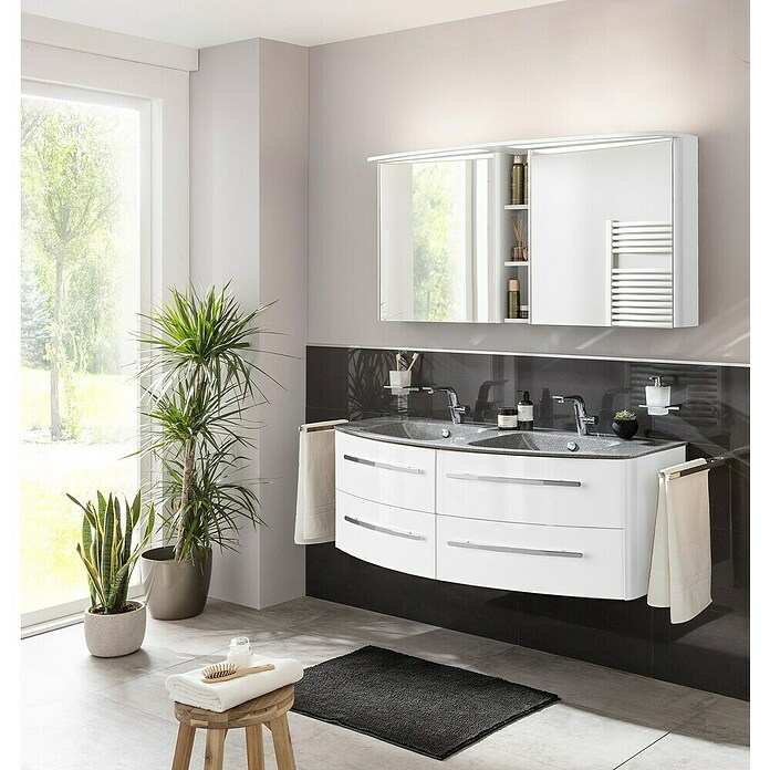 Lanzet Classico Badmöbel-Set CL14MWC (137,2 cm, Weiß, Farbe Griff: Chrom) | BAUHAUS