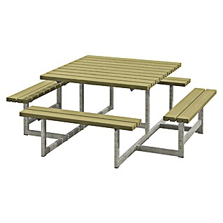 Plus Sitzgruppen-Set Picnic (Beige, Kiefer/Fichte & Stahl, Ohne Rückenlehne)