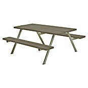 Plus Sitzgruppen-Set Alpha (Graubraun, Kiefer/Fichte & Stahl, 6 Personen, ohne Rückenlehne) | BAUHAUS