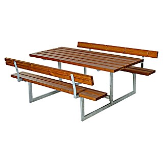 Plus Sitzgruppen-Set Basic (Teakfarben, Kiefer/Fichte & Stahl, 6 Personen, mit Rückenlehne)